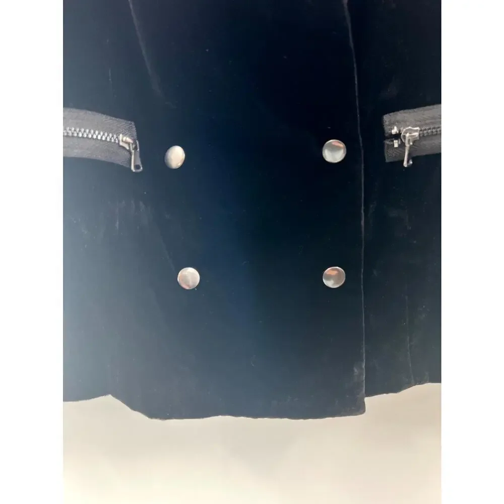 Paige Women's Black Solid Velvet Double Breasted Snap Front Jacket Small